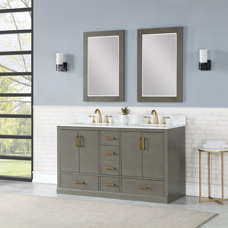 Altair Designs Monna 60" Double Bathroom Vanity Set with Aosta White Composite Stone Countertop - 544060-WH-CG-NM - Backyard Provider