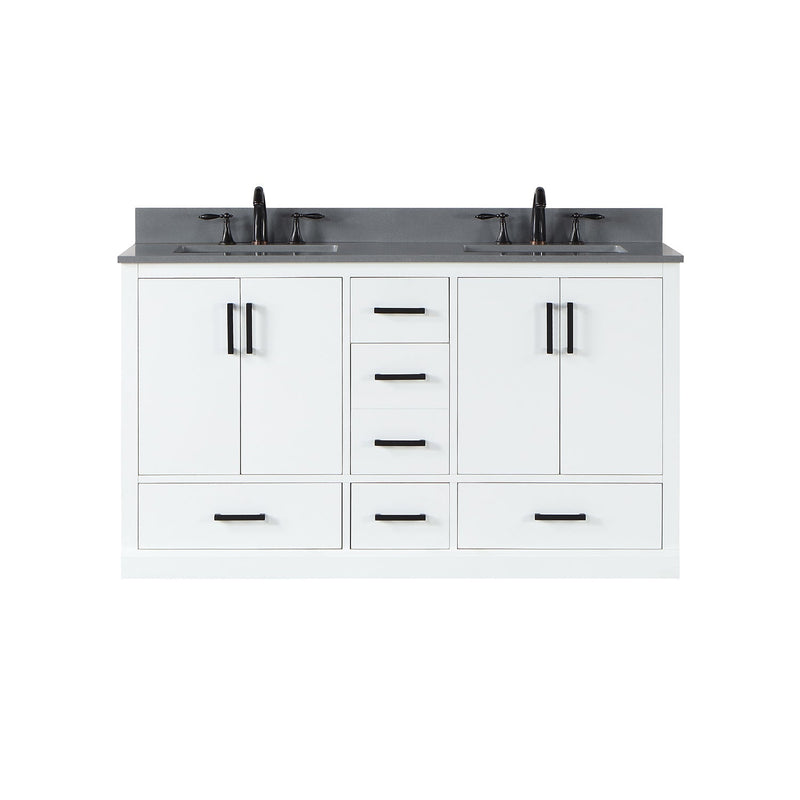 Altair Designs Monna 60" Double Bathroom Vanity Set with Aosta White Composite Stone Countertop - 544060-WH-CG-NM - Backyard Provider