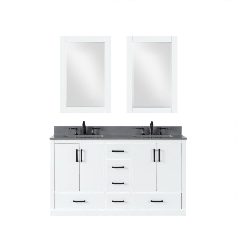 Altair Designs Monna 60" Double Bathroom Vanity Set with Aosta White Composite Stone Countertop - 544060-WH-CG-NM - Backyard Provider