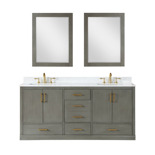 Altair Designs Monna 72" Double Bathroom Vanity Set with Aosta White Composite Stone Countertop - 544072-WH-CG-NM - Backyard Provider