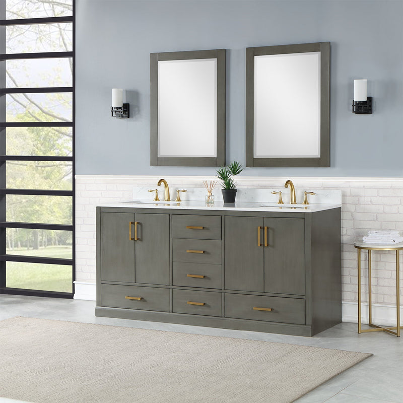 Altair Designs Monna 72" Double Bathroom Vanity Set with Aosta White Composite Stone Countertop - 544072-WH-CG-NM - Backyard Provider