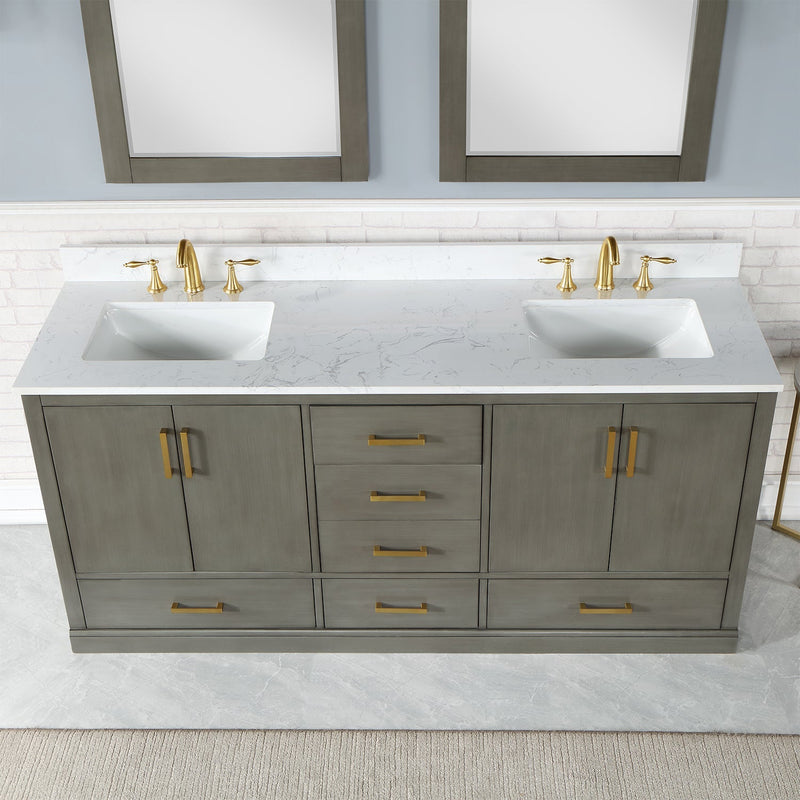 Altair Designs Monna 72" Double Bathroom Vanity Set with Aosta White Composite Stone Countertop - 544072-WH-CG-NM - Backyard Provider