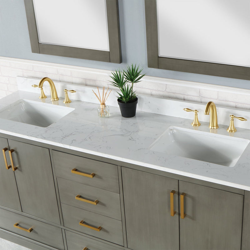 Altair Designs Monna 72" Double Bathroom Vanity Set with Aosta White Composite Stone Countertop - 544072-WH-CG-NM - Backyard Provider