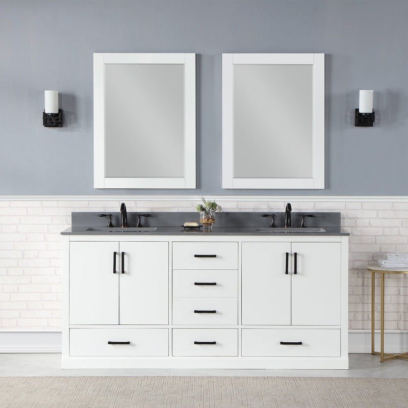 Altair Designs Monna 72" Double Bathroom Vanity Set with Aosta White Composite Stone Countertop - 544072-WH-CG-NM - Backyard Provider