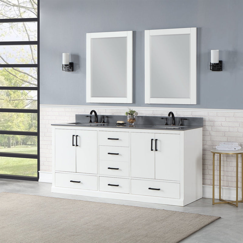 Altair Designs Monna 72" Double Bathroom Vanity Set with Aosta White Composite Stone Countertop - 544072-WH-CG-NM - Backyard Provider