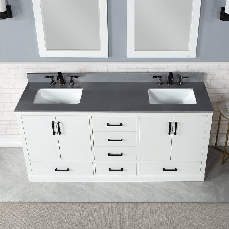 Altair Designs Monna 72" Double Bathroom Vanity Set with Aosta White Composite Stone Countertop - 544072-WH-CG-NM - Backyard Provider