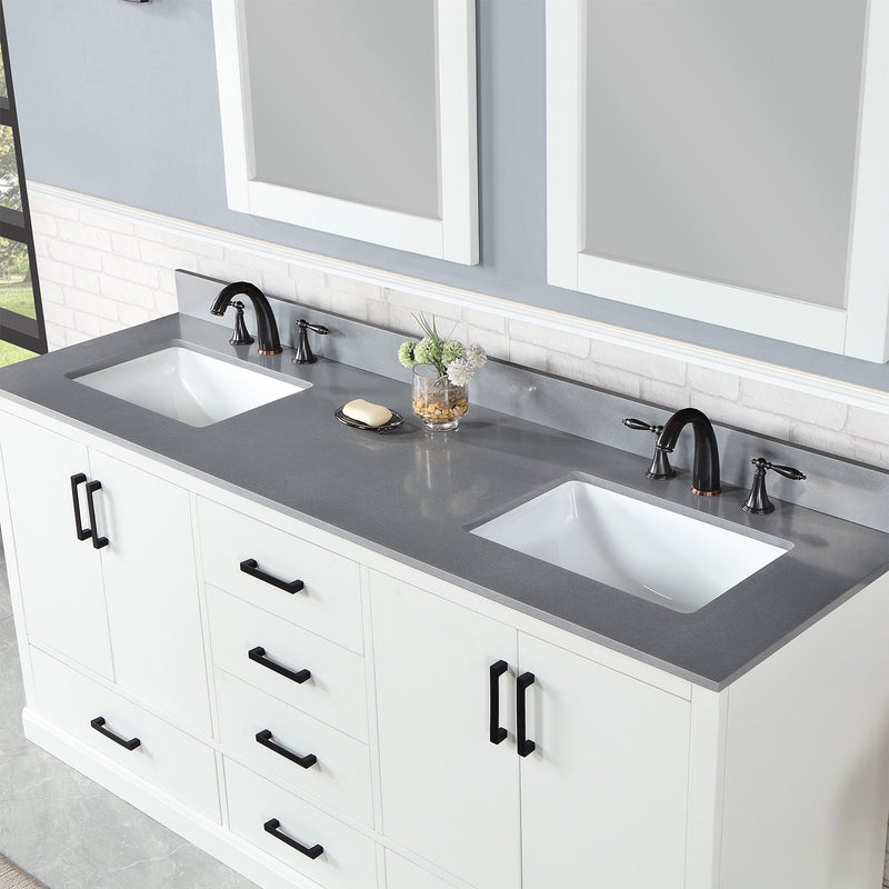 Altair Designs Monna 72" Double Bathroom Vanity Set with Aosta White Composite Stone Countertop - 544072-WH-CG-NM - Backyard Provider