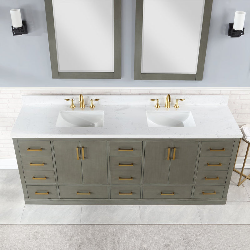 Altair Designs Monna 84" Double Bathroom Vanity Set with Aosta White Composite Stone Countertop - 544084-WH-CG-NM - Backyard Provider