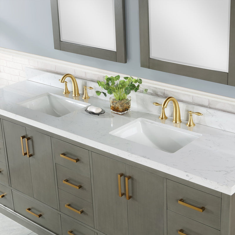 Altair Designs Monna 84" Double Bathroom Vanity Set with Aosta White Composite Stone Countertop - 544084-WH-CG-NM - Backyard Provider