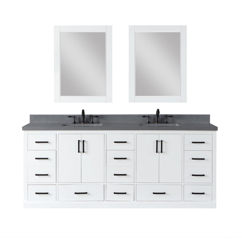 Altair Designs Monna 84" Double Bathroom Vanity Set with Aosta White Composite Stone Countertop - 544084-WH-CG-NM - Backyard Provider