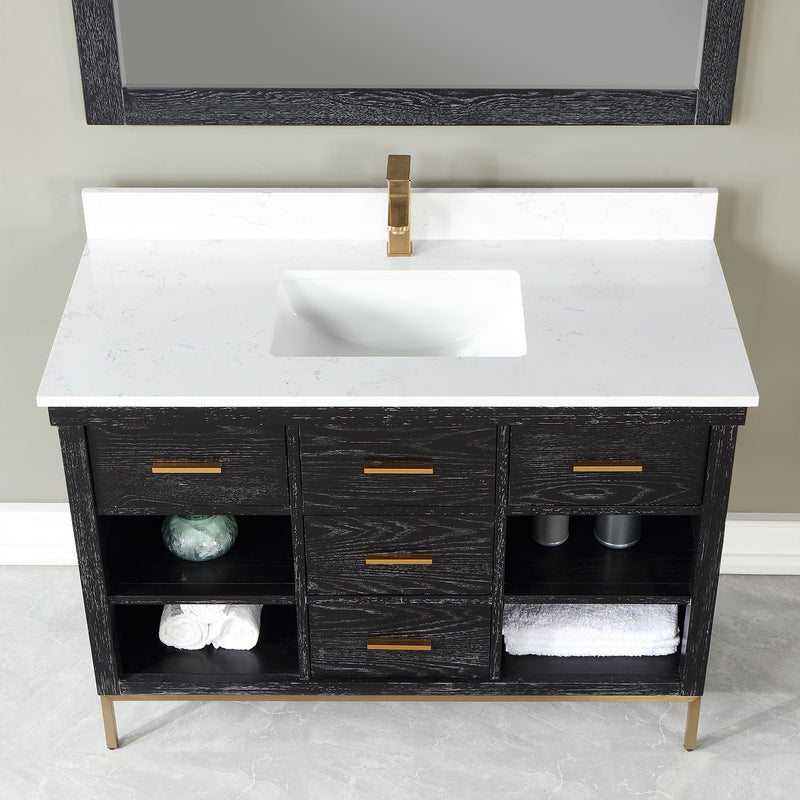 Altair Designs Kesia 48" Single Bathroom Vanity Set with Aosta White Composite Stone Countertop - 545048-WH-AW-NM - Backyard Provider