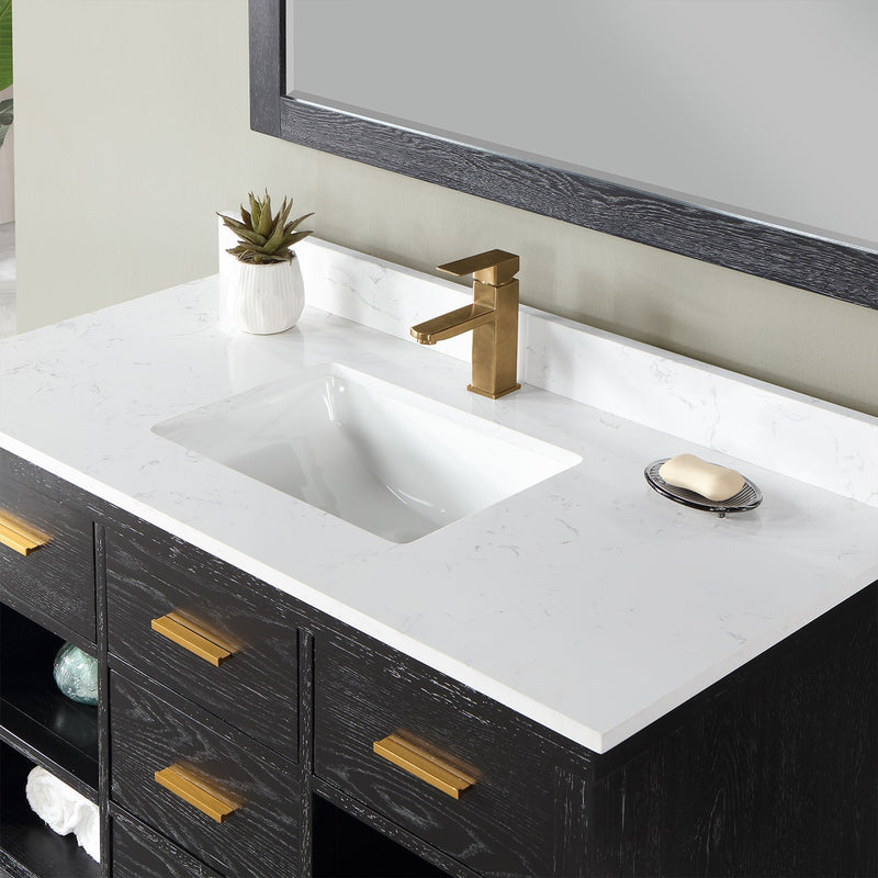 Altair Designs Kesia 48" Single Bathroom Vanity Set with Aosta White Composite Stone Countertop - 545048-WH-AW-NM - Backyard Provider