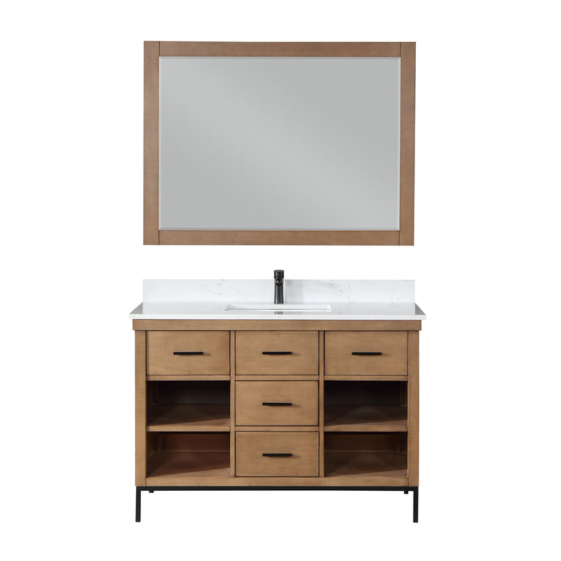 Altair Designs Kesia 48" Single Bathroom Vanity Set with Aosta White Composite Stone Countertop - 545048-WH-AW-NM - Backyard Provider