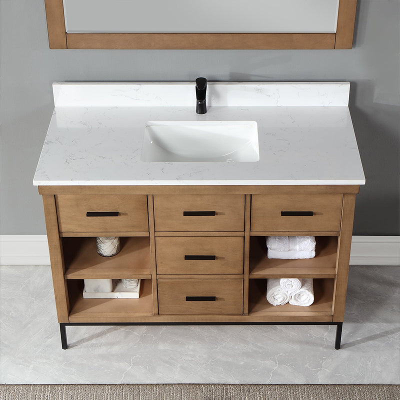 Altair Designs Kesia 48" Single Bathroom Vanity Set with Aosta White Composite Stone Countertop - 545048-WH-AW-NM - Backyard Provider