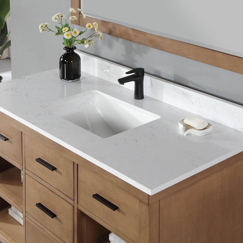 Altair Designs Kesia 48" Single Bathroom Vanity Set with Aosta White Composite Stone Countertop - 545048-WH-AW-NM - Backyard Provider