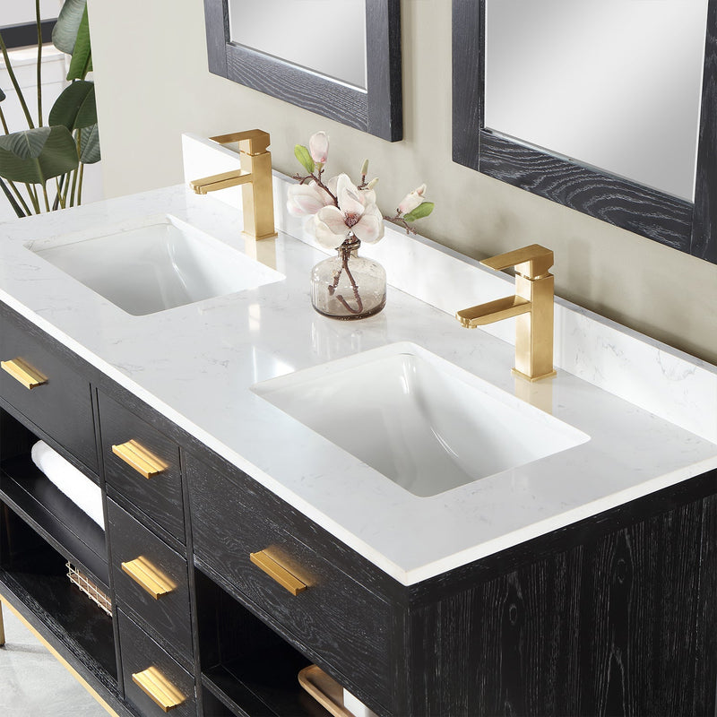 Altair Designs Kesia 60" Double Bathroom Vanity Set with Aosta White Composite Stone Countertop - 545060-WH-AW-NM - Backyard Provider