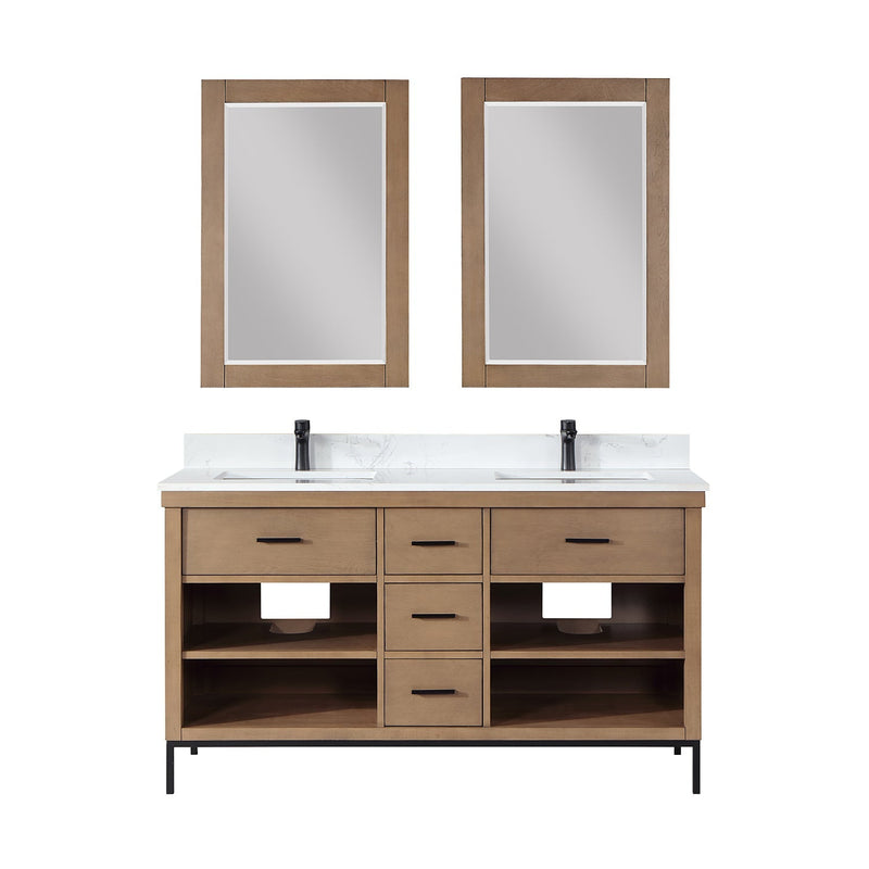 Altair Designs Kesia 60" Double Bathroom Vanity Set with Aosta White Composite Stone Countertop - 545060-WH-AW-NM - Backyard Provider