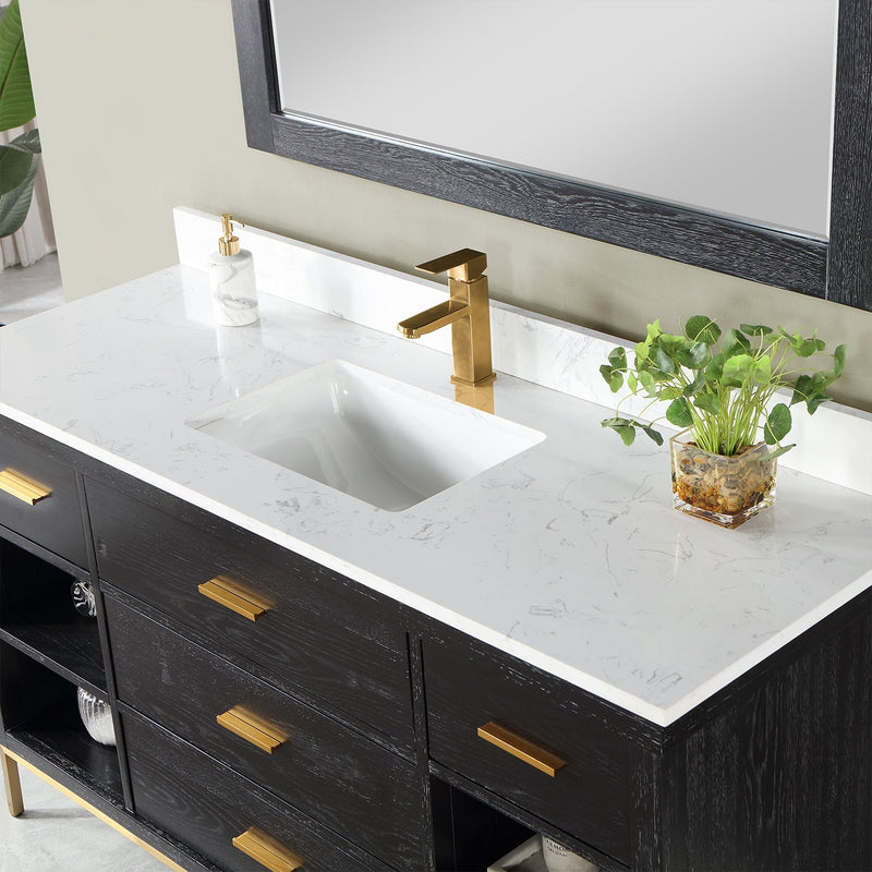 Altair Designs Kesia 60" Single Bathroom Vanity Set with Carrara White Composite Stone Countertop - 545060S-WH-AW-NM - Backyard Provider