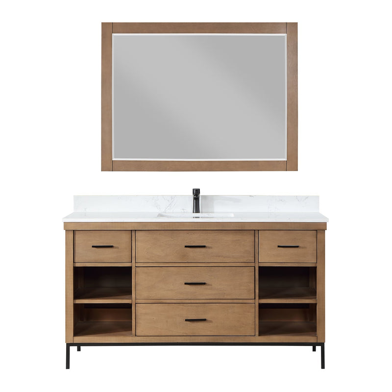 Altair Designs Kesia 60" Single Bathroom Vanity Set with Carrara White Composite Stone Countertop - 545060S-WH-AW-NM - Backyard Provider