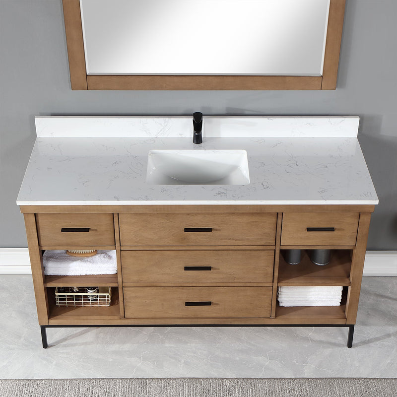 Altair Designs Kesia 60" Single Bathroom Vanity Set with Carrara White Composite Stone Countertop - 545060S-WH-AW-NM - Backyard Provider