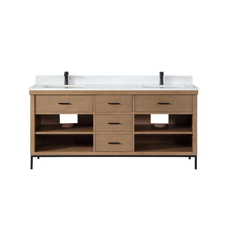 Altair Designs Kesia 72" Double Bathroom Vanity Set with Aosta White Composite Stone Countertop  - 545072-WH-AW-NM - Backyard Provider