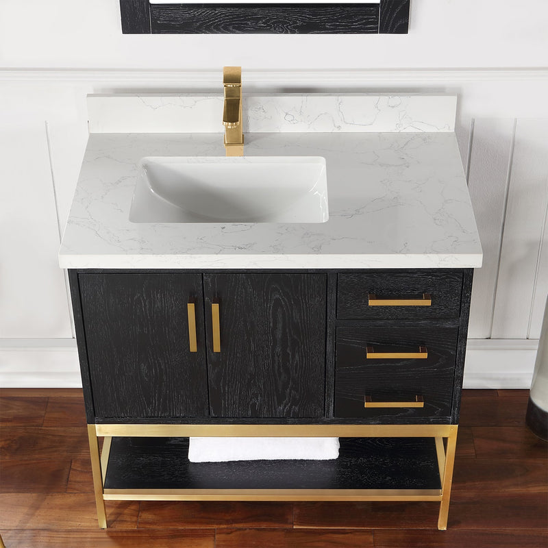 Altair Designs Wildy 36" Single Bathroom Vanity Set with Grain White Composite Stone Countertop - 546036-WO-GW-NM - Backyard Provider