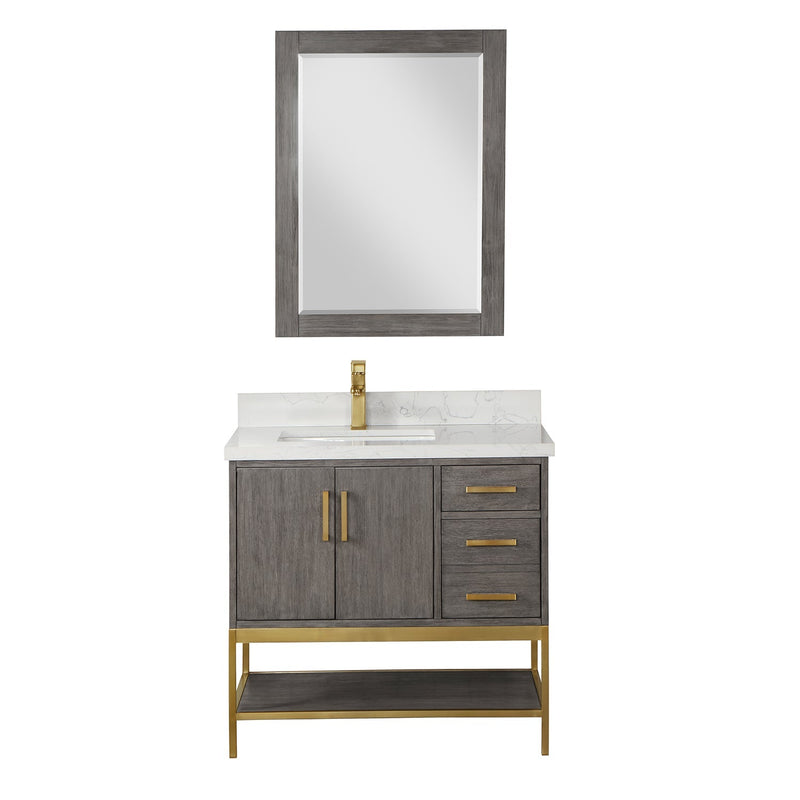 Altair Designs Wildy 36" Single Bathroom Vanity Set with Grain White Composite Stone Countertop - 546036-WO-GW-NM - Backyard Provider