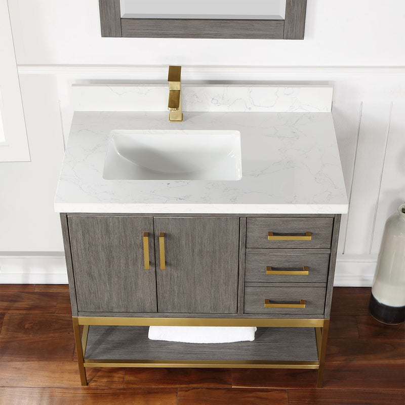 Altair Designs Wildy 36" Single Bathroom Vanity Set with Grain White Composite Stone Countertop - 546036-WO-GW-NM - Backyard Provider