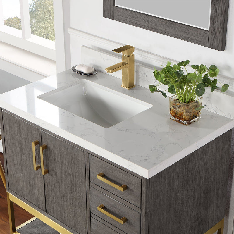 Altair Designs Wildy 36" Single Bathroom Vanity Set with Grain White Composite Stone Countertop - 546036-WO-GW-NM - Backyard Provider