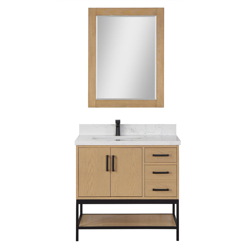 Altair Designs Wildy 36" Single Bathroom Vanity Set with Grain White Composite Stone Countertop - 546036-WO-GW-NM - Backyard Provider