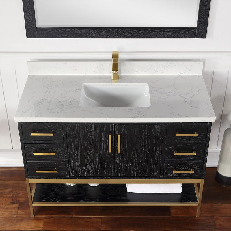 Altair Designs Wildy 48" Single Bathroom Vanity Set with Grain White Composite Stone Countertop - 546048-WO-GW-NM - Backyard Provider