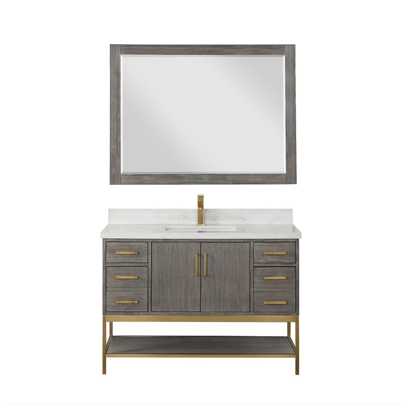 Altair Designs Wildy 48" Single Bathroom Vanity Set with Grain White Composite Stone Countertop - 546048-WO-GW-NM - Backyard Provider