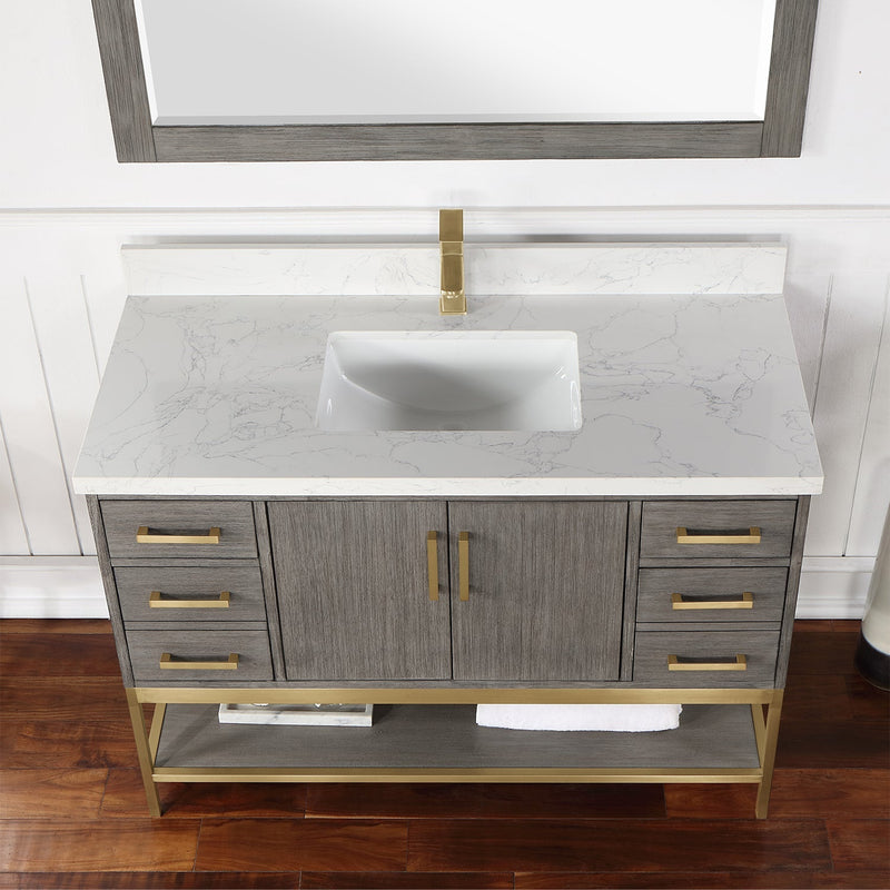 Altair Designs Wildy 48" Single Bathroom Vanity Set with Grain White Composite Stone Countertop - 546048-WO-GW-NM - Backyard Provider