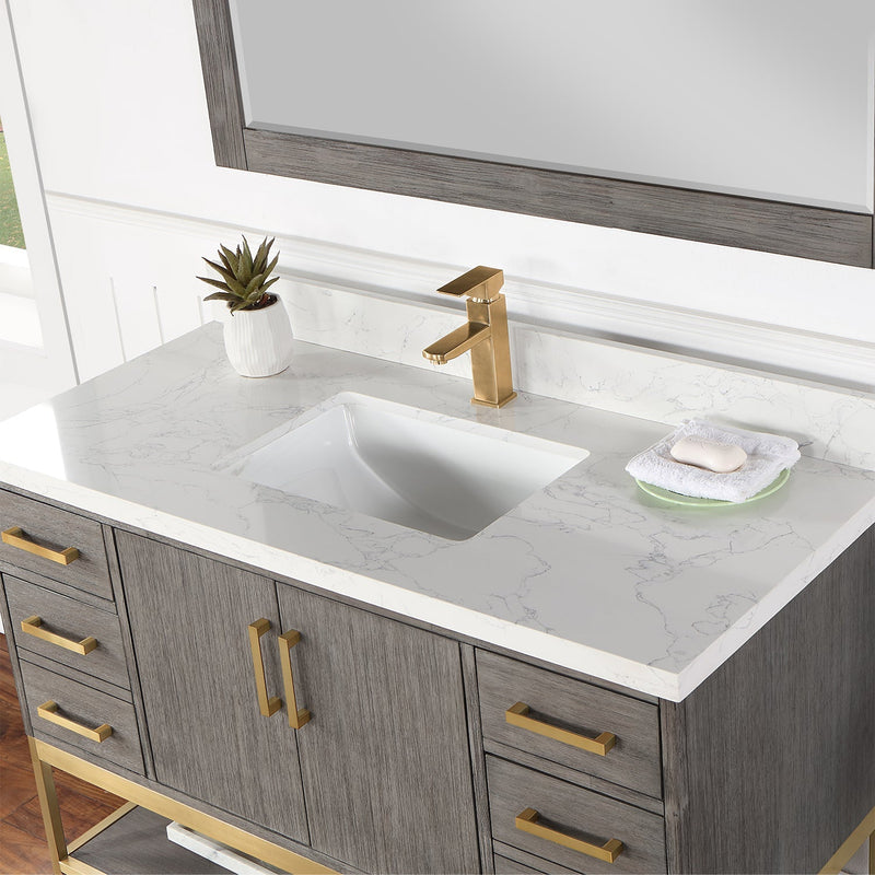 Altair Designs Wildy 48" Single Bathroom Vanity Set with Grain White Composite Stone Countertop - 546048-WO-GW-NM - Backyard Provider