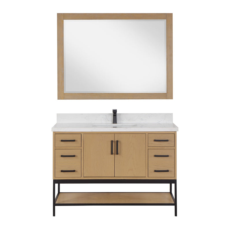 Altair Designs Wildy 48" Single Bathroom Vanity Set with Grain White Composite Stone Countertop - 546048-WO-GW-NM - Backyard Provider