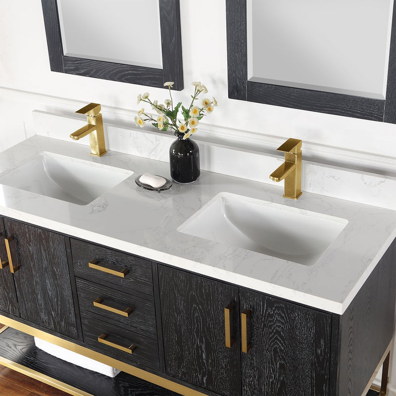 Altair Designs Wildy 60" Double Bathroom Vanity Set with Grain White Composite Stone Countertop - 546060-WO-GW-NM - Backyard Provider