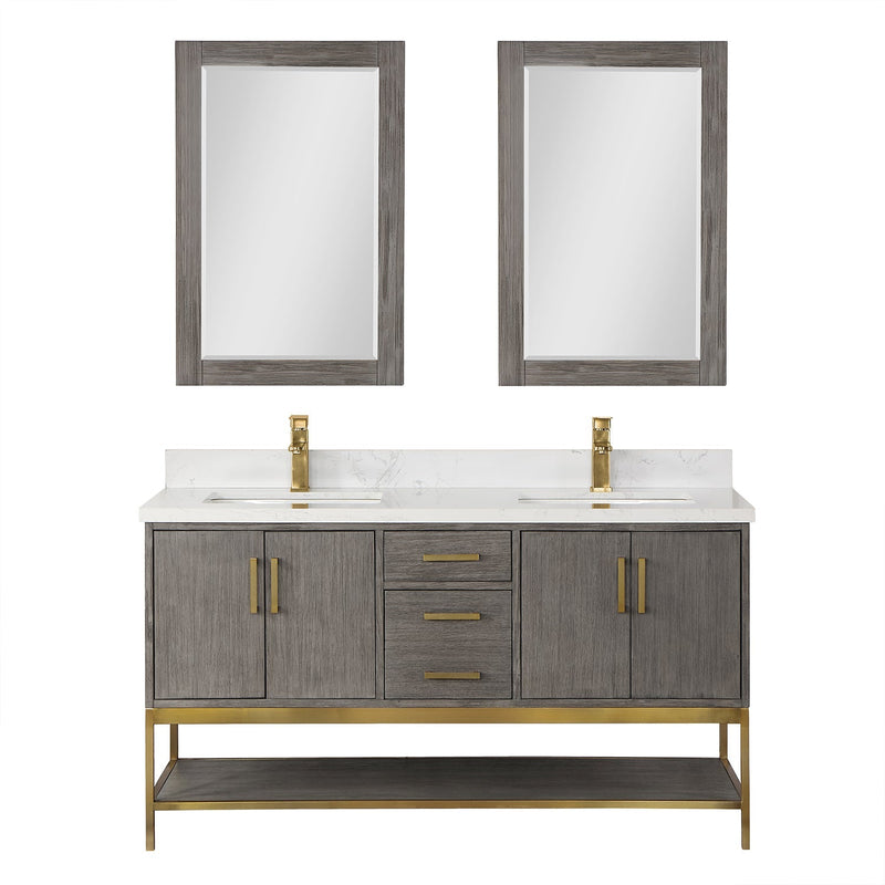 Altair Designs Wildy 60" Double Bathroom Vanity Set with Grain White Composite Stone Countertop - 546060-WO-GW-NM - Backyard Provider