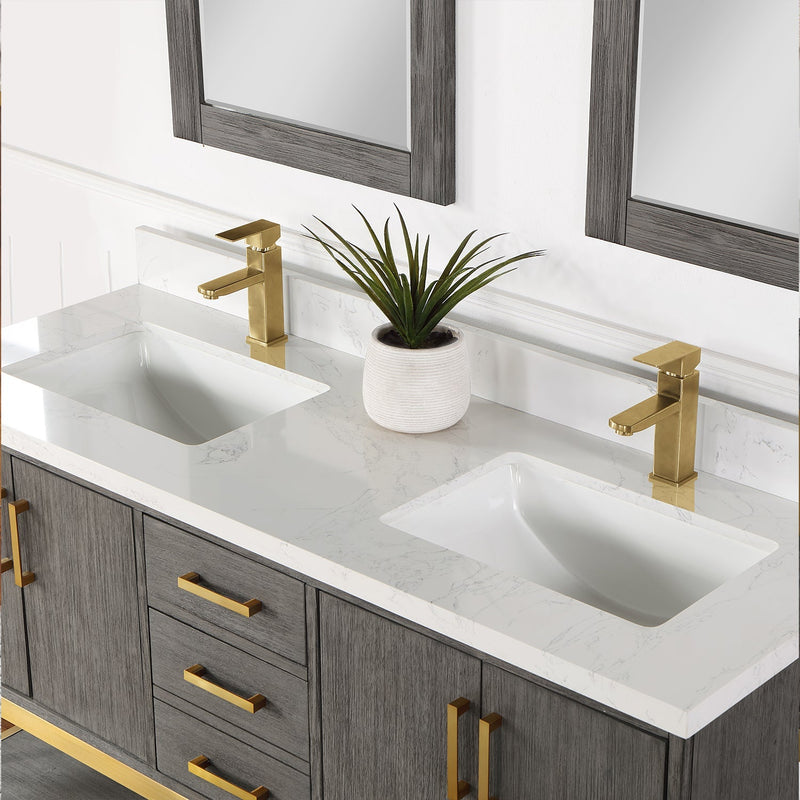 Altair Designs Wildy 60" Double Bathroom Vanity Set with Grain White Composite Stone Countertop - 546060-WO-GW-NM - Backyard Provider