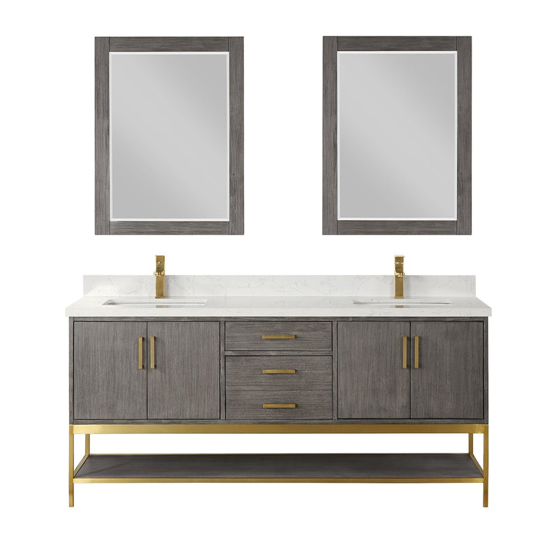 Altair Designs Wildy 72" Double Bathroom Vanity Set with Grain White Composite Stone Countertop - 546072-WO-GW-NM - Backyard Provider