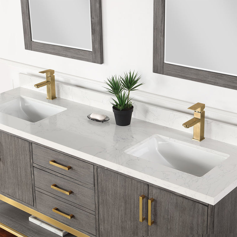 Altair Designs Wildy 72" Double Bathroom Vanity Set with Grain White Composite Stone Countertop - 546072-WO-GW-NM - Backyard Provider