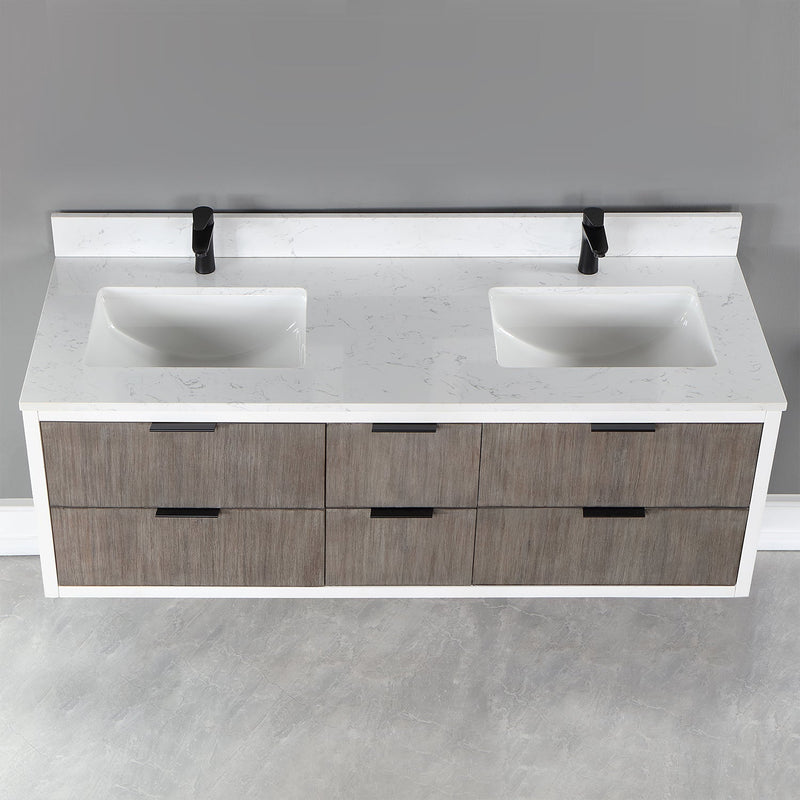 Altair Designs Dione 60" Double Bathroom Vanity Set with Aosta White Stone Countertop - 547060-WP-AW-NM - Backyard Provider