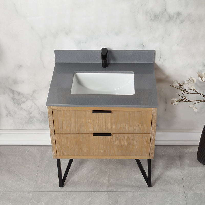 Altair Designs Helios 30" Single Bathroom Vanity Set with Concrete Gray Stone Countertop - 548030-WP-CG-NM - Backyard Provider