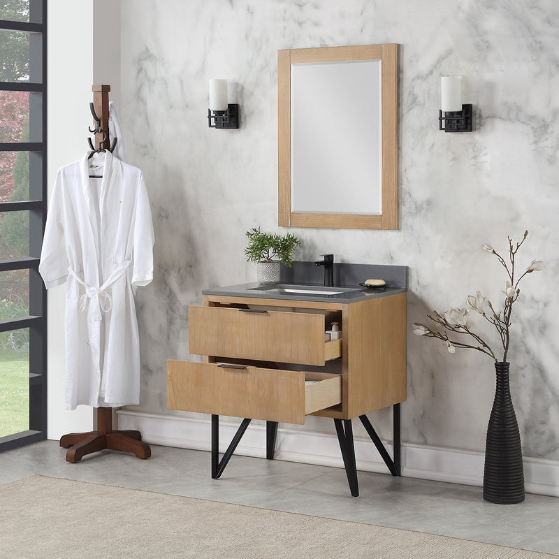 Altair Designs Helios 30" Single Bathroom Vanity Set with Concrete Gray Stone Countertop - 548030-WP-CG-NM - Backyard Provider