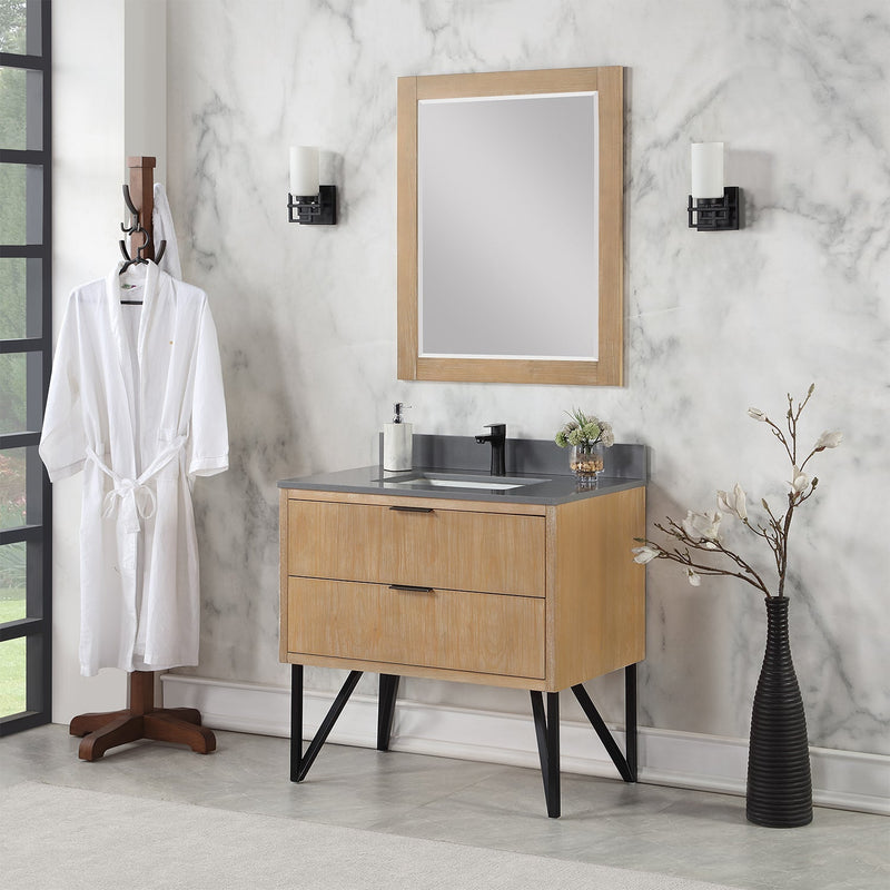 Altair Designs Helios 36" Single Bathroom Vanity Set with Concrete Gray Stone Countertop - 548036-WP-CG-NM - Backyard Provider