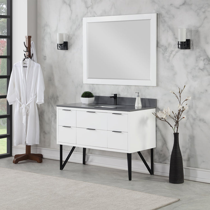 Altair Designs Helios 48" Single Bathroom Vanity Set with Concrete Gray Stone Countertop - 548048-WP-CG-NM - Backyard Provider