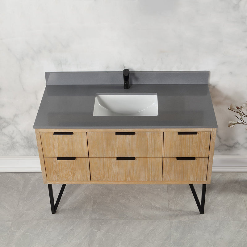 Altair Designs Helios 48" Single Bathroom Vanity Set with Concrete Gray Stone Countertop - 548048-WP-CG-NM - Backyard Provider