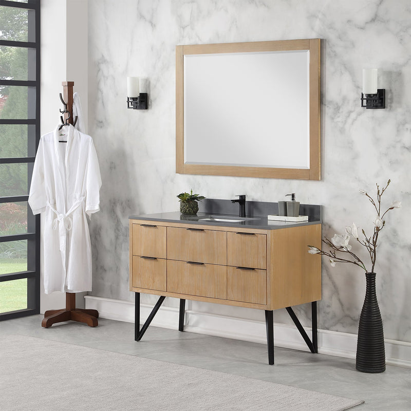 Altair Designs Helios 48" Single Bathroom Vanity Set with Concrete Gray Stone Countertop - 548048-WP-CG-NM - Backyard Provider