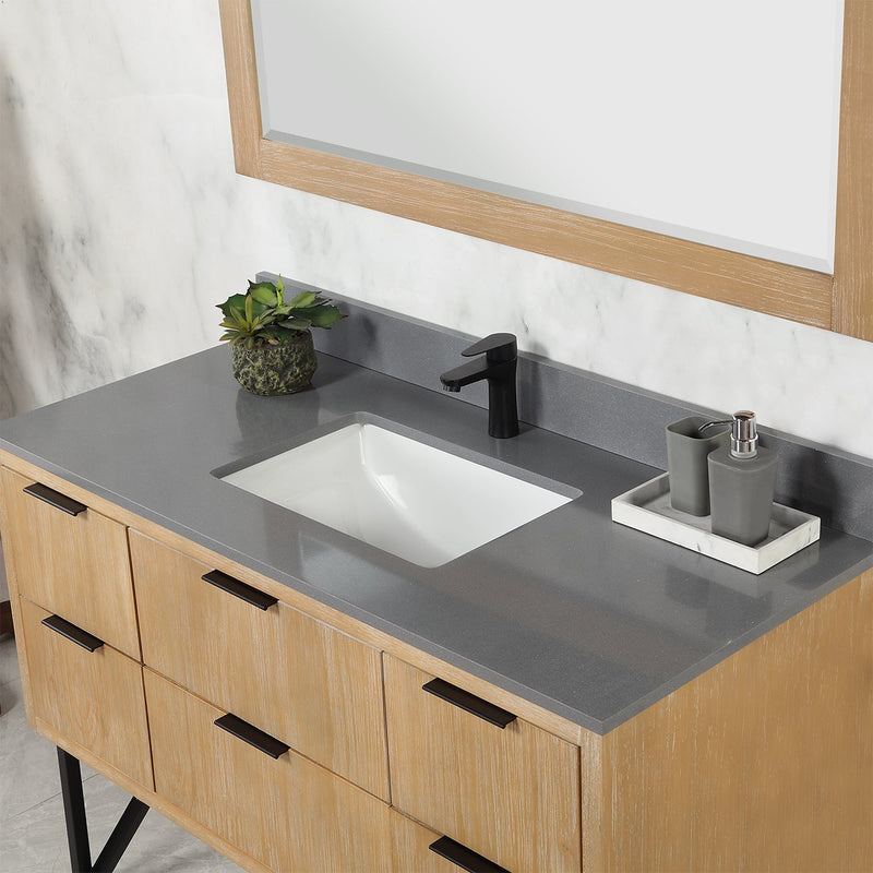 Altair Designs Helios 48" Single Bathroom Vanity Set with Concrete Gray Stone Countertop - 548048-WP-CG-NM - Backyard Provider