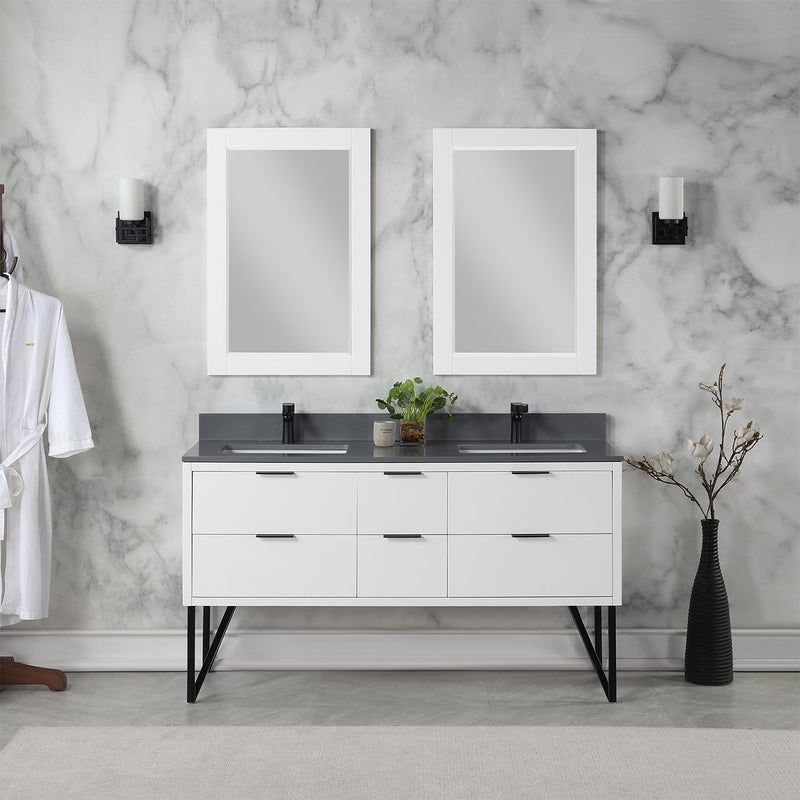 Altair Designs Helios 60" Double Bathroom Vanity Set with Concrete Gray Stone Countertop - 548060-WP-CG-NM - Backyard Provider