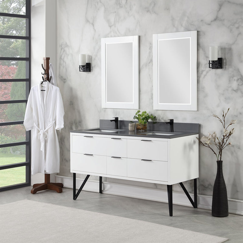 Altair Designs Helios 60" Double Bathroom Vanity Set with Concrete Gray Stone Countertop - 548060-WP-CG-NM - Backyard Provider